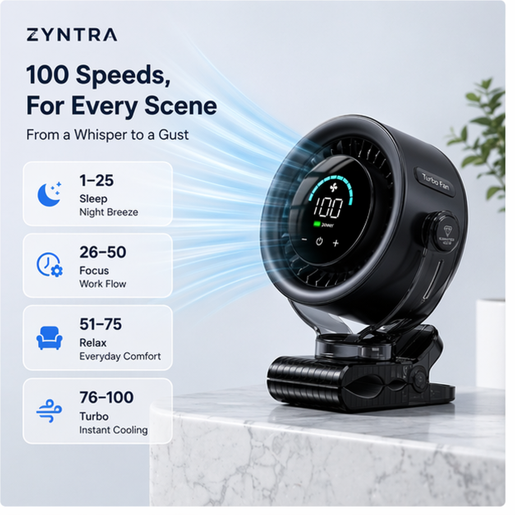 Zyntra™ Rechargable Clip-On Fan