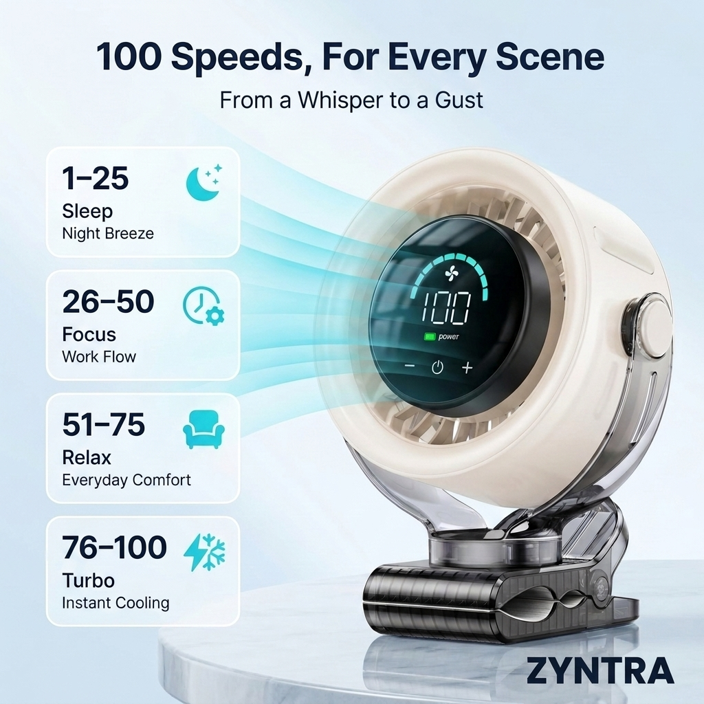 Zyntra™ Rechargable Clip-On Fan